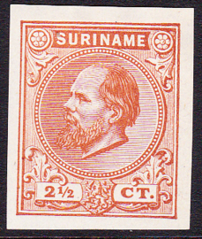 Suriname Proef 1g van de 2½ Ct. Willem III zoals uitgegeven zonder gom