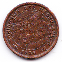 Halve cent 1934 Koningin Wilhelmina   (Pracht)