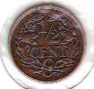Halve cent 1928 Koningin Wilhelmina   (Zf+)