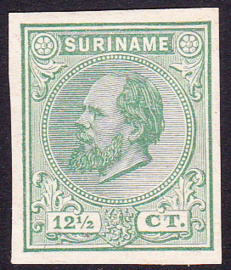Suriname Proef 10c van de 12½ Ct. Willem III zoals uitgegeven zonder gom