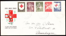 FDC E14 Rode Kruis zegels 1953 Beschreven met gesloten klep