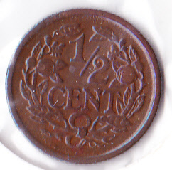 Halve cent 1936 Koningin Wilhelmina   (FDC)