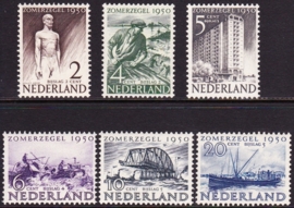 NVPH 550-555 Zomerzegels 1950 Postfris Cataloguswaarde 60.00 