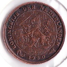 Halve cent 1930 Koningin Wilhelmina   (ZF)