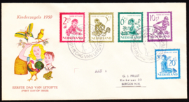 FDC E4  ''Kinderzegels 1950''  getypt adres met dichte klep Cataloguswaarde 425,00