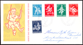 FDC E36 Kinderpostzegels 1958  Beschreven met dichte klep