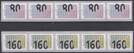 Rolzegel 1707-1708 strip van 5 Postfris met rolnummers A-0063