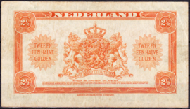 Nederland 2½ Gulden bankbiljet Wilhelmina 1943 NR 14  kwaliteit ZF+