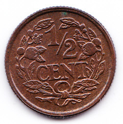 Halve cent 1940 Koningin Wilhelmina   (Pracht)