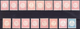 NVPH P23-P39 portzegels cijfer en waarde in rood Ongebruikt