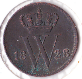 Nederland 1 cent 1828U Willem I ZF