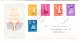 FDC E34  Zomerzegels 1958  getypt met dichte klep