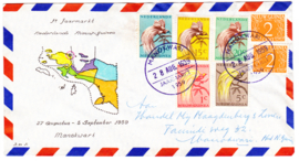 Plaatfout 2 PM & 27 PM2 op Speciale cover met speciaal stempel Manokwari jaarmarkt 28-8-1959