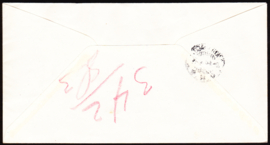 FDC E18 Nationaal luchtvaartfonds 1954 met 4 serie frankering, Getypt adres met dichte klep