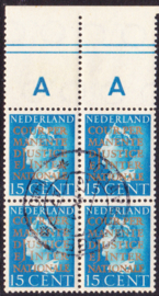 NVPH  D18 Dienstzegel in blok van 4 gestempeld Cataloguswaarde 40.00++