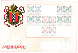 Complete set Amphilex in blokjes van 4 op groot formaat FDC onbeschreven met open klep