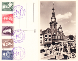 Zomerzegels met speciaal ANWB-NTKC rally 1947 stempel op oude foto kaart