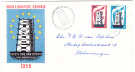 FDC E27 ''Europazegels 1956''  beschreven met dichte klep