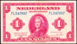 1 Gulden bankbiljet Wilhelmina I 1943 NR 05-1 kwaliteit ZF