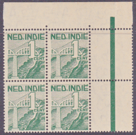 Plaatfout Ned. Indie 317 P in blok van 4 Postfris E-7719