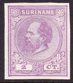 Suriname Proef 9d van de 2 Ct. Willem III zoals uitgegeven zonder gom