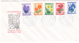 FDC E13 Zomerzegels 1953 Gewist adres met dichte klep