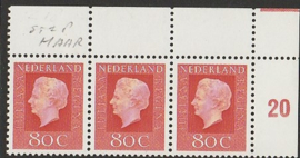 Plaatfout  950 PM Postfris in strook van 3 Cataloguswaarde 45.00