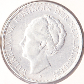 2,50 gulden zilver 1938a Koningin Wilhelmina  ZF+/P
