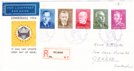 FDC E16 ''Zomerzegels 1954'' beschreven adres met dichte klep