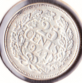 25 cent Zilver 1941 druiventros (ZF+)