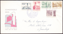 FDC E21 Zomerzegels 1955 geschreven adres met dichte klep