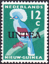 Ned. Nieuw Guinea / UNTEA  Opdrukafwijking UNafw PM11 op de 12 CT Postfris