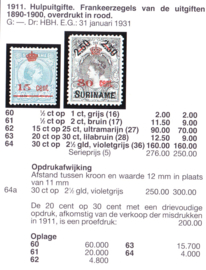 Suriname Proef 18 Kroontjes-opdrukken 20ct op 30ct cataloguswaarde 200,00