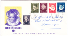 FDC E28  Kinderpostzegels 1956 Beschreven met dichte klep