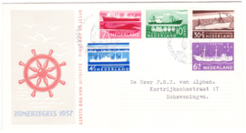 FDC E29  Zomerzegels 1957 Getypt met dichte klep