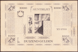 1000 Gulden muntbiljet TYPE 2 Mercurius Amsterdamse tekenschool 1920's
