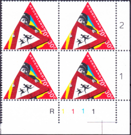 Plaatfout  1343 PM1 in blok van 4 Postfris Cataloguswaarde 12.00