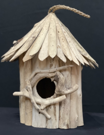 Drijfhout vogelhuis rond model, 40cm