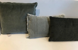Kussen velvet green rib