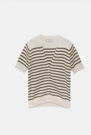 Gestreept ribgebreid vest