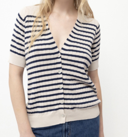 Gestreept ribgebreid vest
