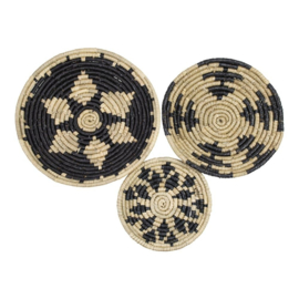 Zeegras muurmandjes  zwart set van 3