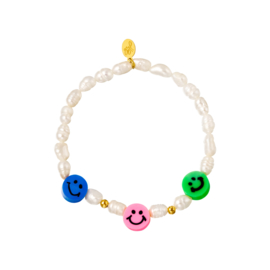 armband smiley face & pearls