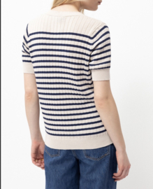 Gestreept ribgebreid vest