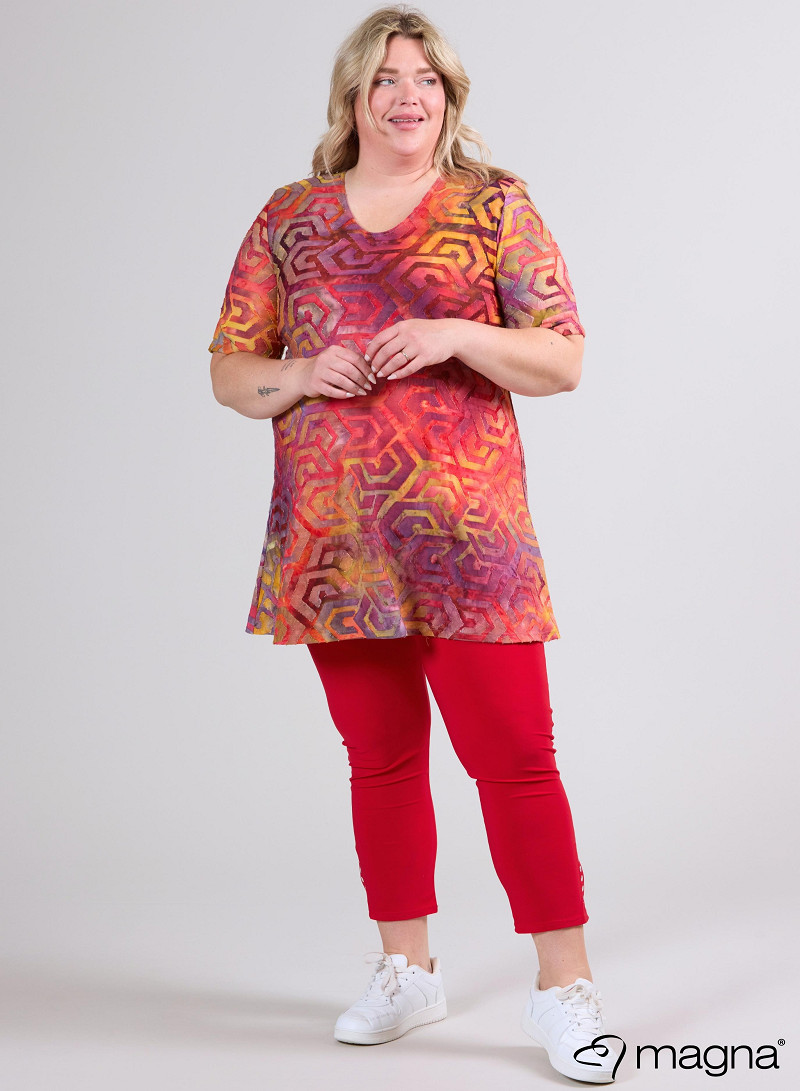 A-Line Short Sleeve Shirt (B-2508-MSH) T77076-Maze Red-Yellow
