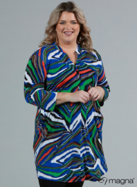 A-Line Long Pocket Tunic (C-2217-PR) V75060-Multi Zebra Blue