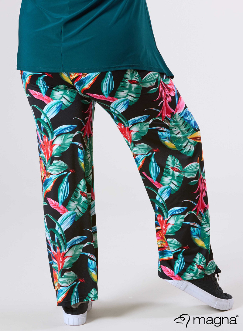 Broek Basic (D-03-PR) T68038-Big Leaves Green-Red