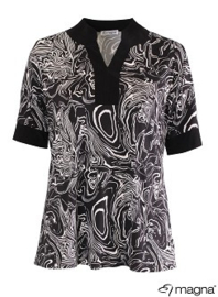 Shirt V-Neck (B-2202-PR) Y72001-Wavey Black