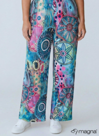 Broek Basic (D-03-PRINT) T27051-Flower Power Aqua