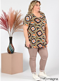 Short Sleeve A-lijn Shirt (B-9004-VP-MB) 00002A-Color Squares Khaki